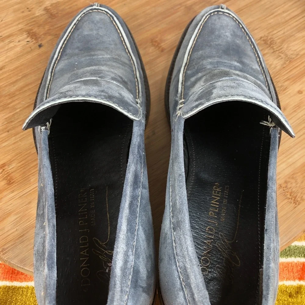 Donald Pliner size Mens 7 shoes Blue Leather Penny Classic Dress loafers